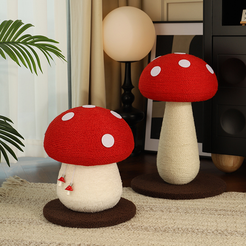 网红红蘑菇猫爬架磨爪大猫抓柱麻绳球立式猫抓板猫树猫咪玩具