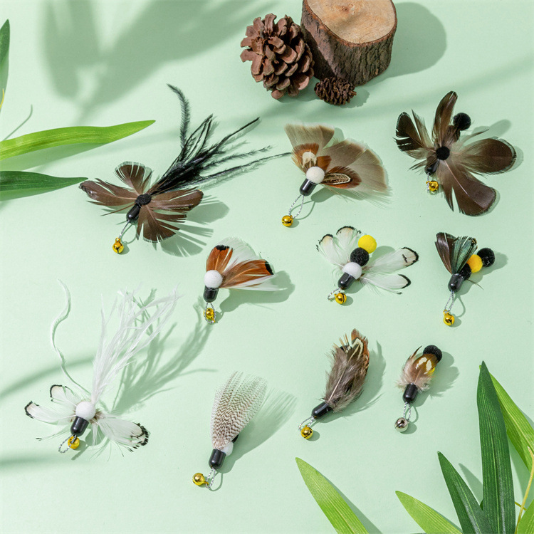 新款逗猫棒仿真昆虫替换头小飞虫逗猫棒宠物用品猫咪玩具厂家批发